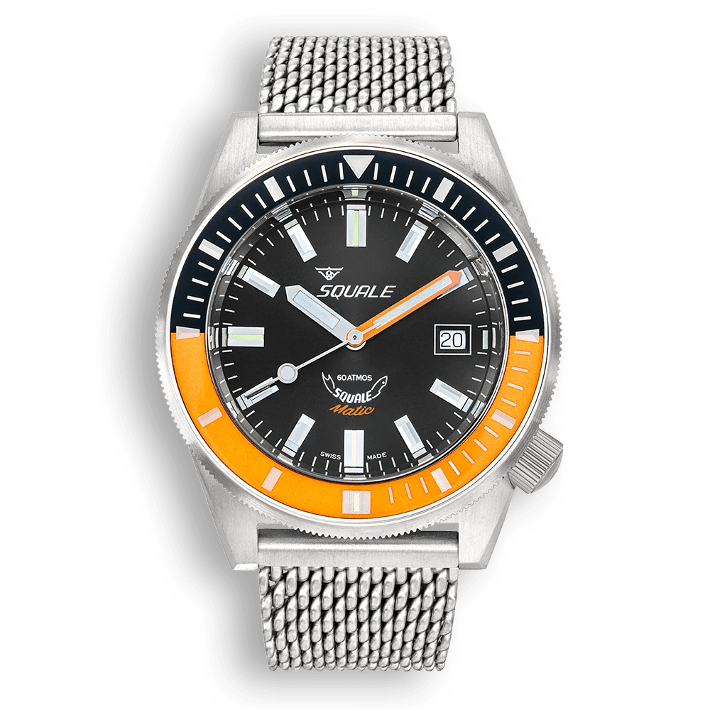 SQUALE SEA MATIC SATIN ORANGE MESH DATE - WATCHH