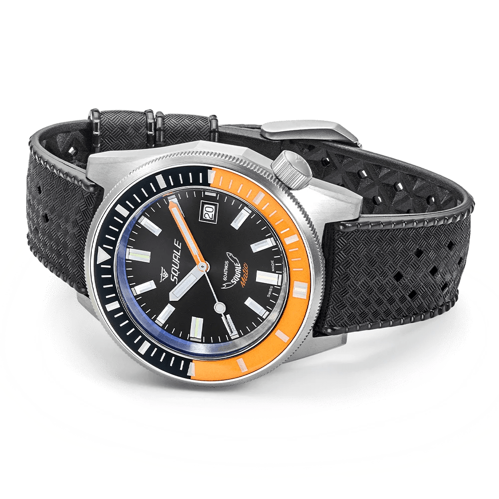 SQUALE SEA MATIC SATIN ORANGE RUBBER DATE - WATCHH