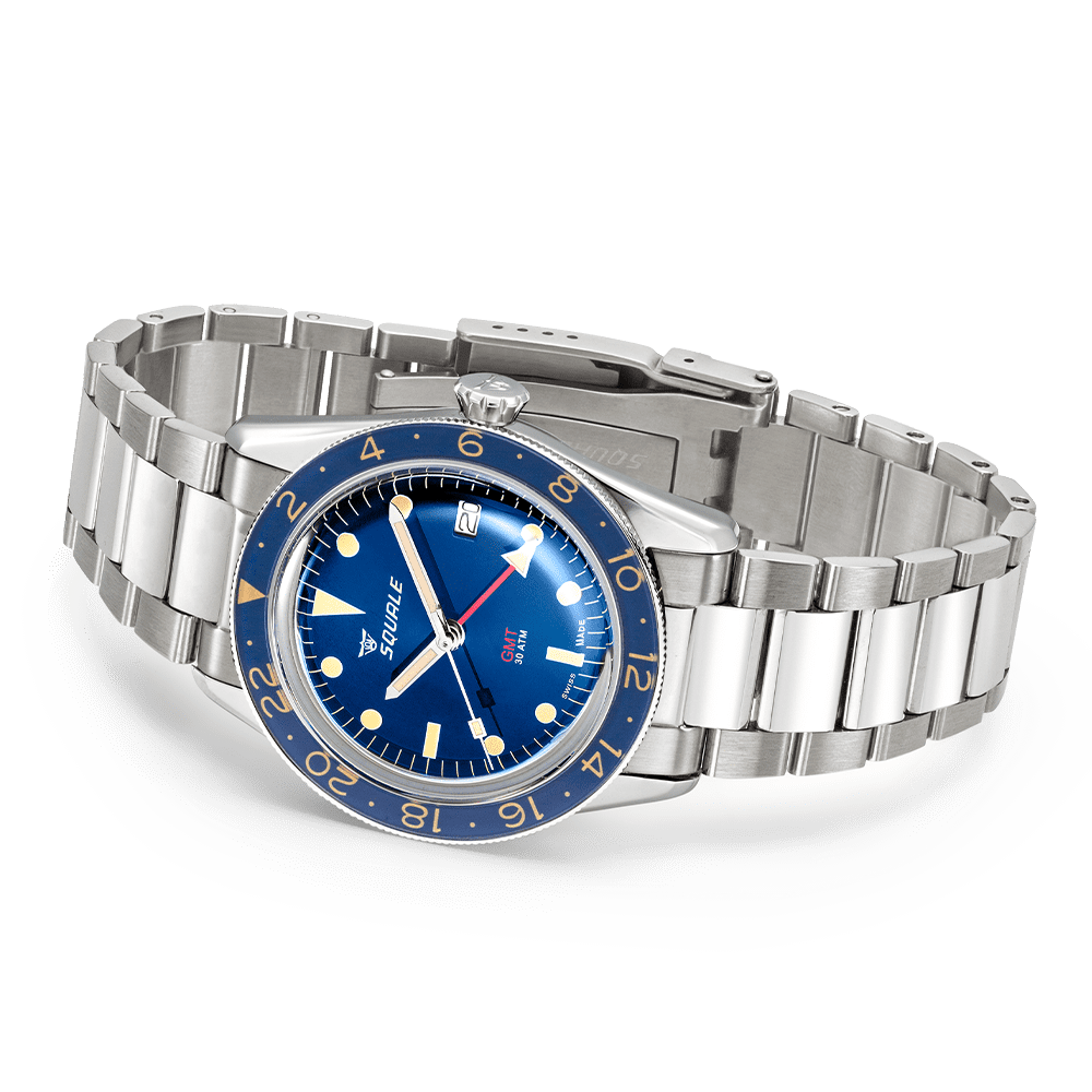 SQUALE SEA SUB - 39 GMT VINTAGE BLUE BRACELET DATE - WATCHH