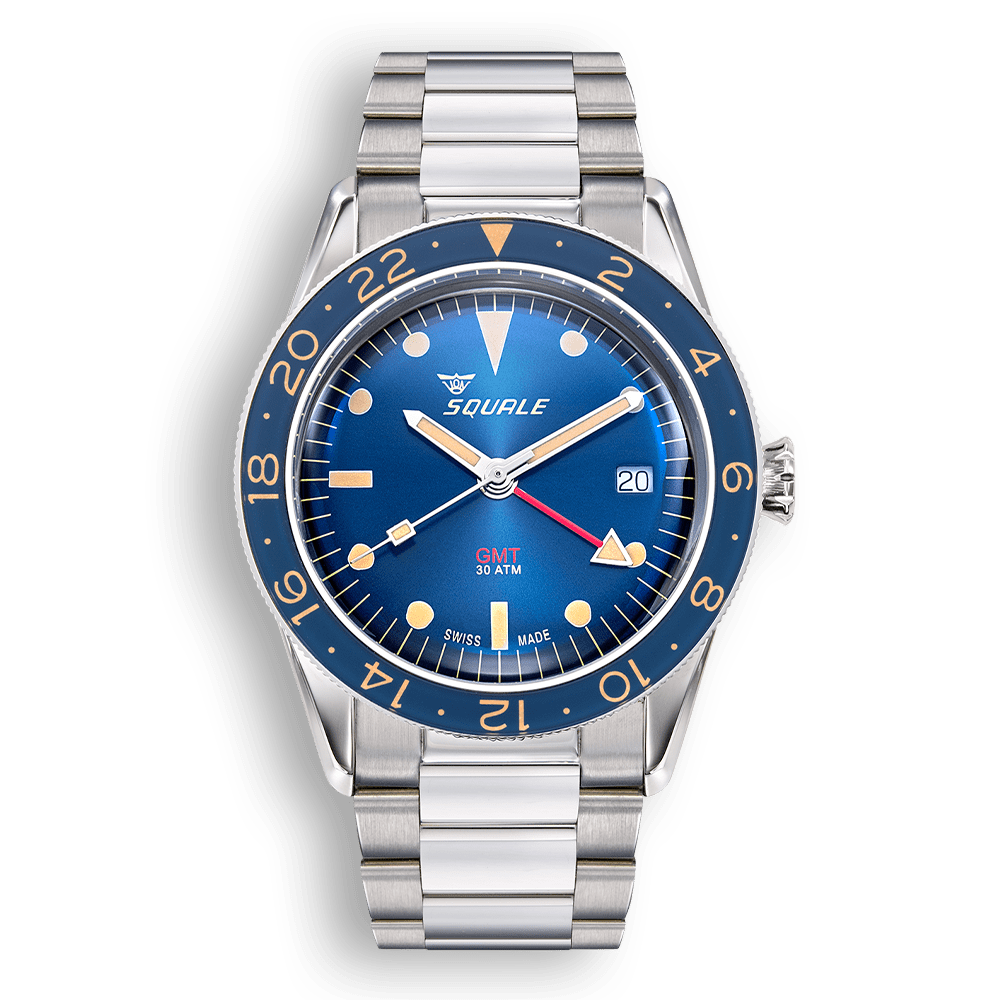 SQUALE SEA SUB - 39 GMT VINTAGE BLUE BRACELET DATE - WATCHH