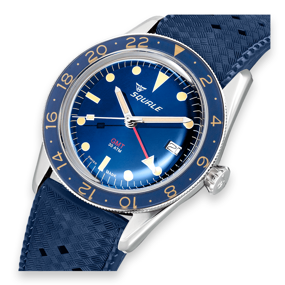 SQUALE SEA SUB - 39 GMT VINTAGE BLUE RUBBER DATE - WATCHH