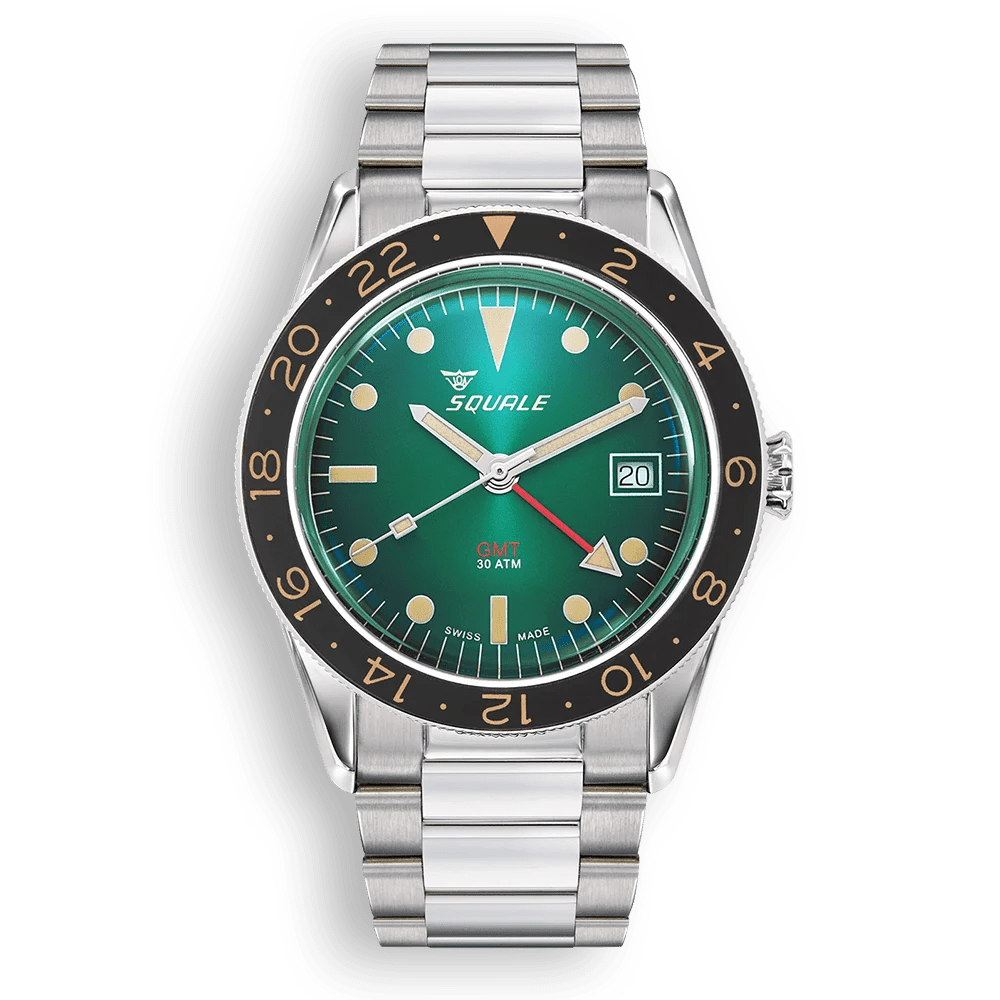 SQUALE SEA SUB - 39 GMT VINTAGE GREEN BRACELET DATE - WATCHH