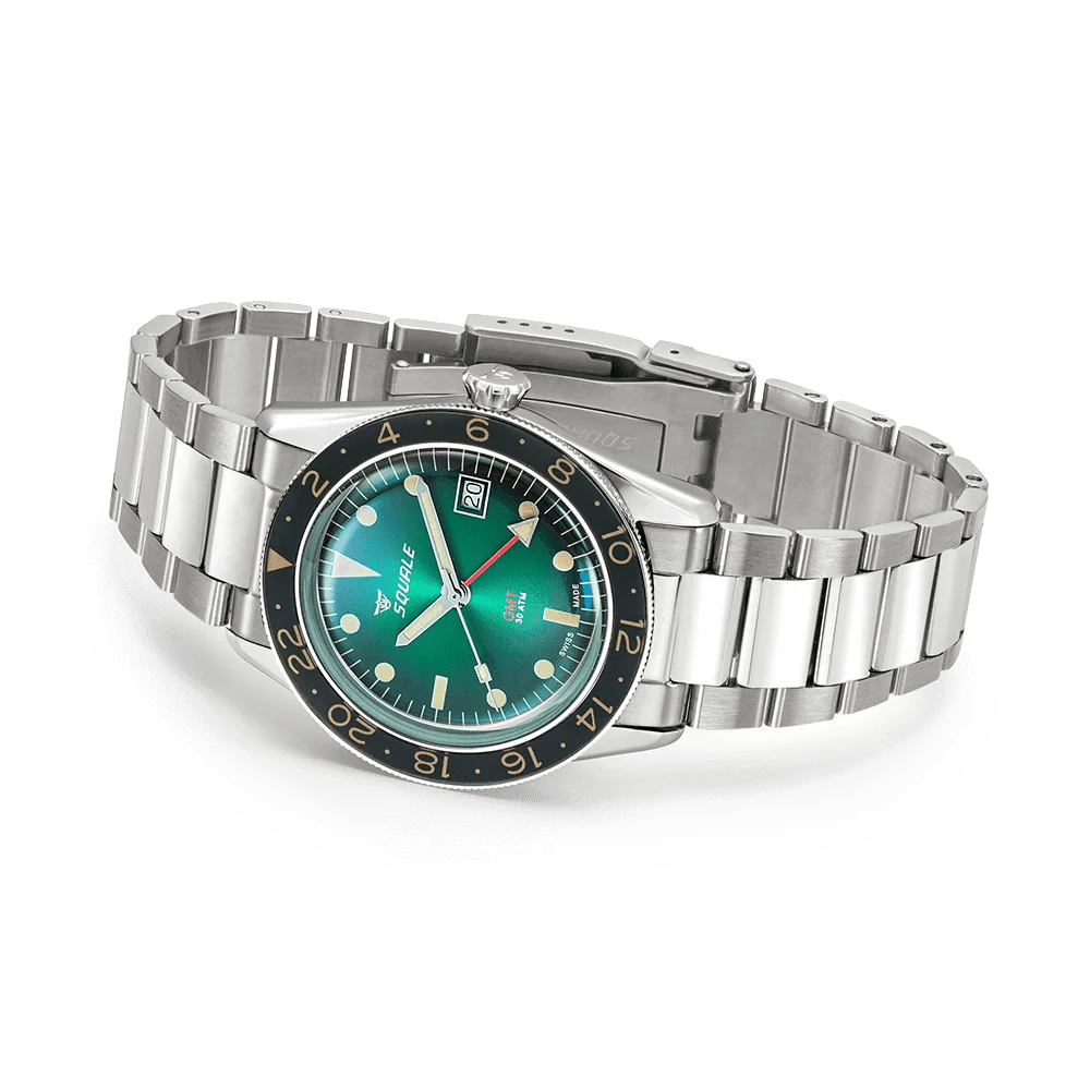 SQUALE SEA SUB - 39 GMT VINTAGE GREEN BRACELET DATE - WATCHH