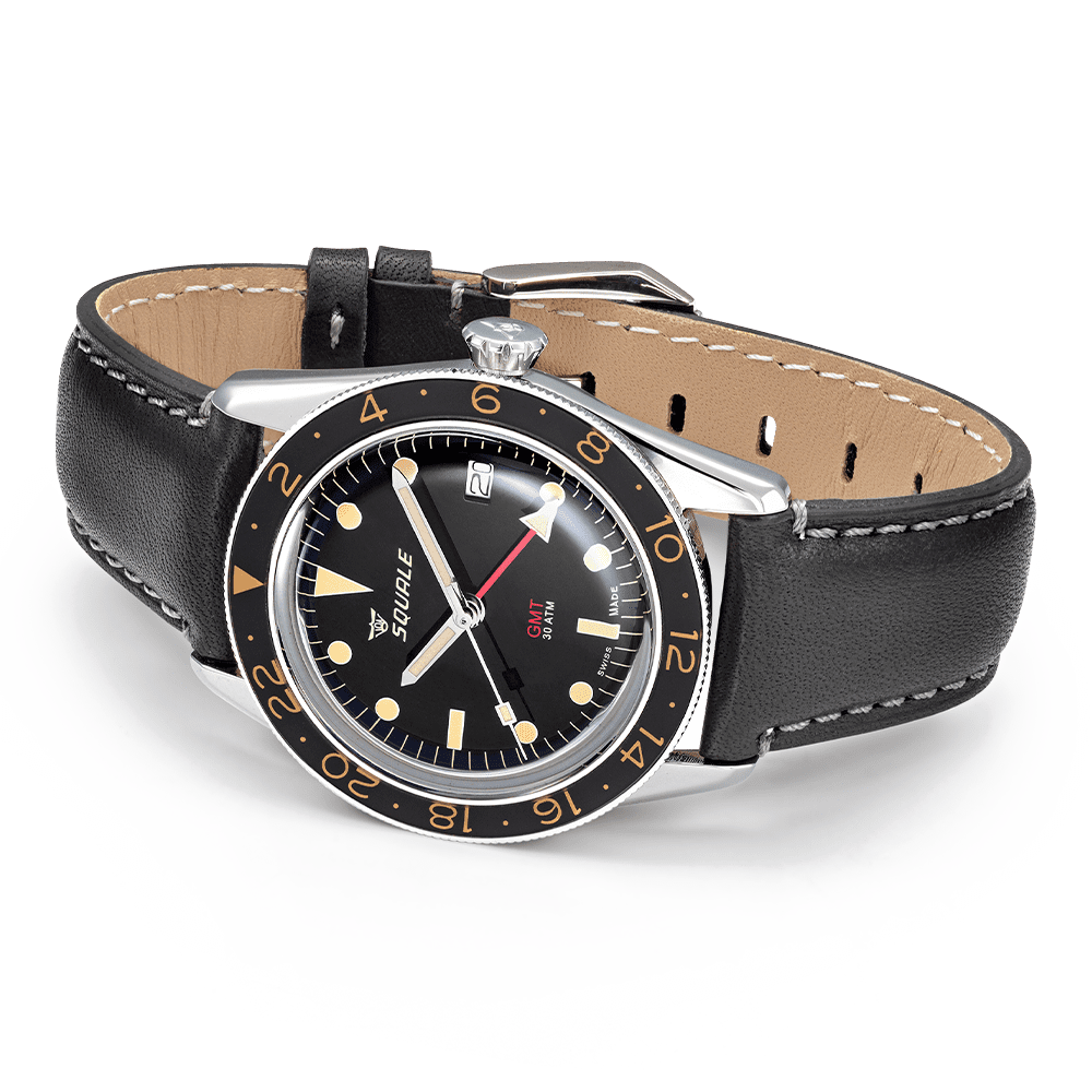 SQUALE SEA SUB - 39 GMT VINTAGE LEATHER DATE - WATCHH