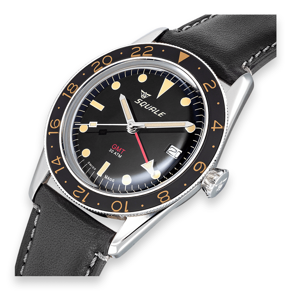 SQUALE SEA SUB - 39 GMT VINTAGE LEATHER DATE - WATCHH