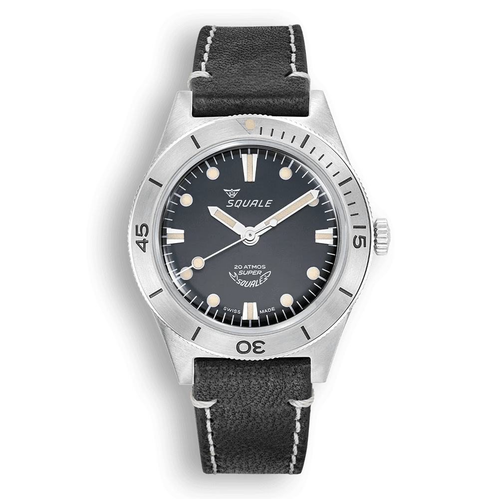 SQUALE SUPER - SQUALE SUNRAY BLACK LEATHER - WATCHH