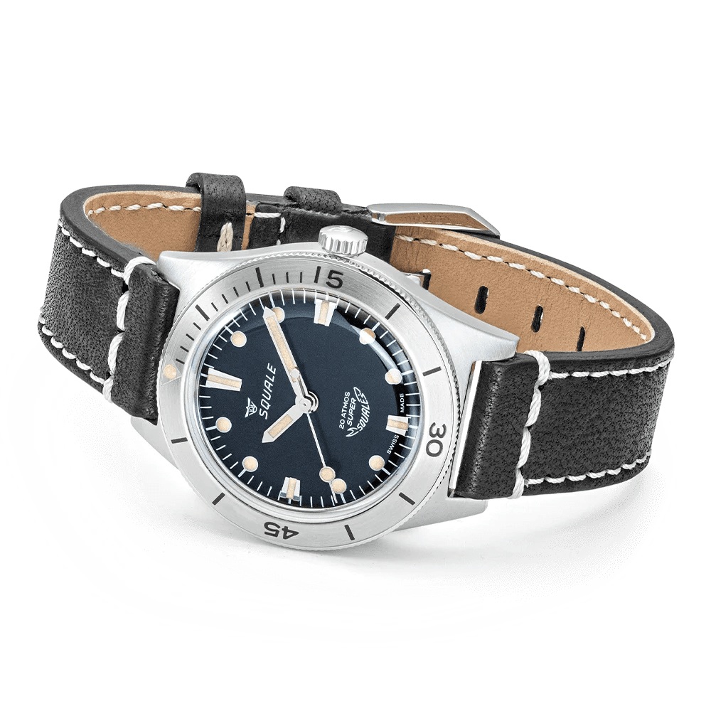 SQUALE SUPER - SQUALE SUNRAY BLACK LEATHER - WATCHH