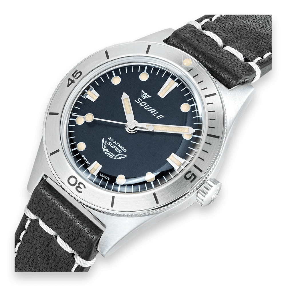 SQUALE SUPER - SQUALE SUNRAY BLACK LEATHER - WATCHH