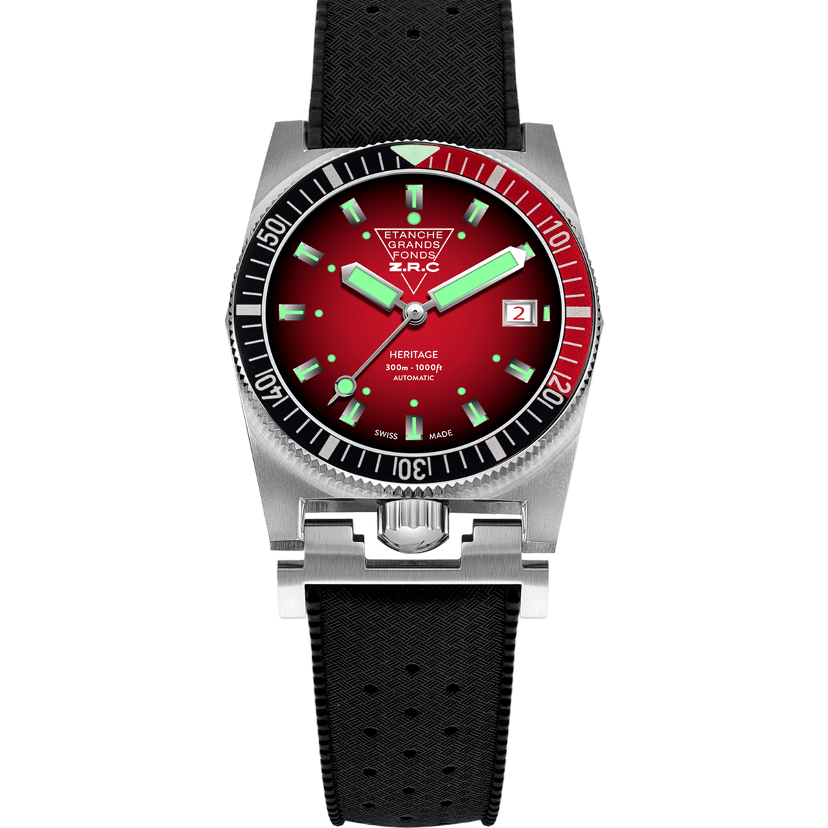 ZRC HERITAGE CRIMSON RUBBER DATE watch