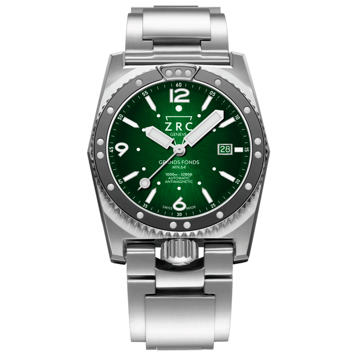 ZRC MN64 IRIDIUM GREEN BRACELET DATE - WATCHH