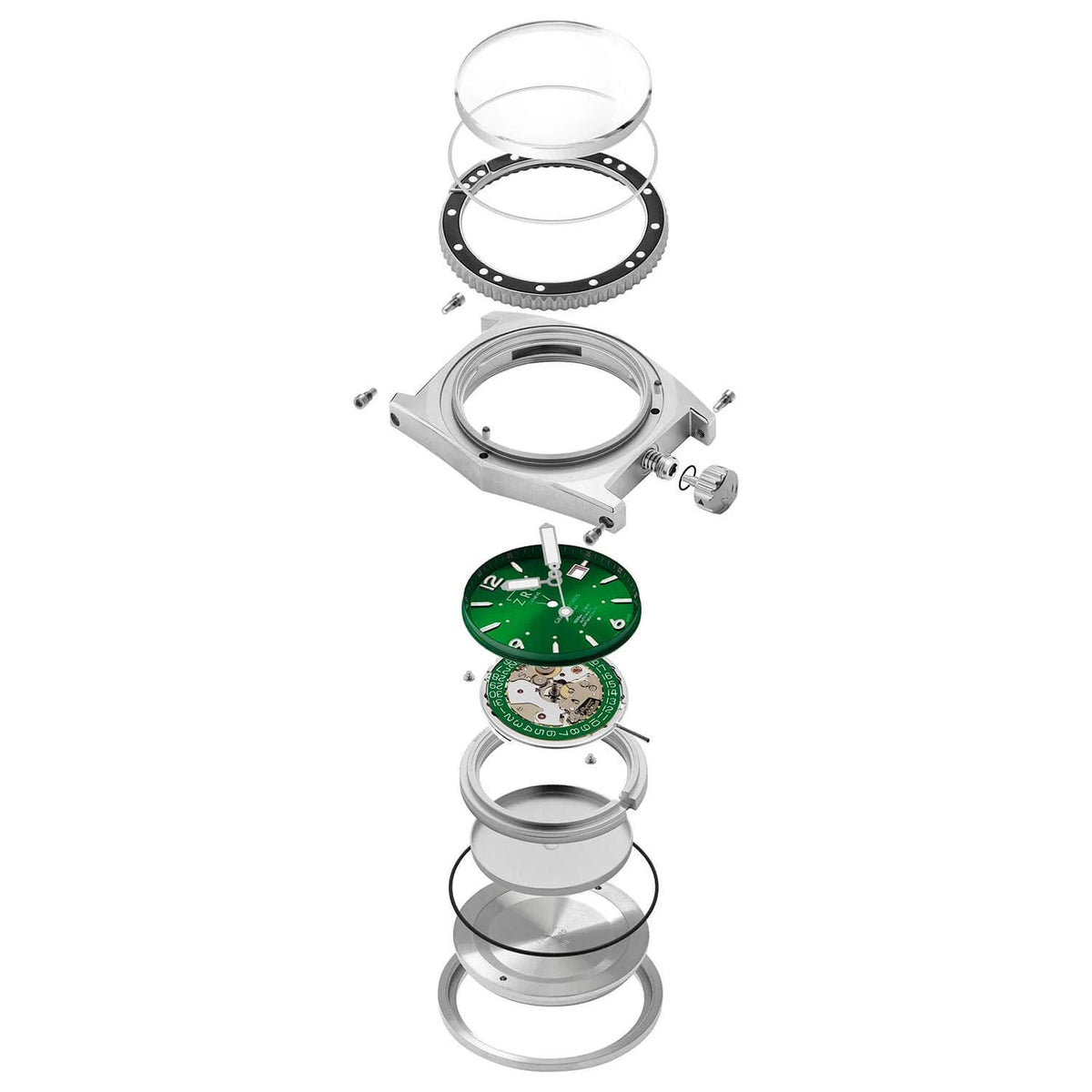ZRC MN64 IRIDIUM GREEN BRACELET DATE - WATCHH